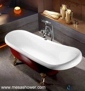 Oval Pençe-Ayak Terlik Akrilik Küvet, Kırmızı, 67 ''